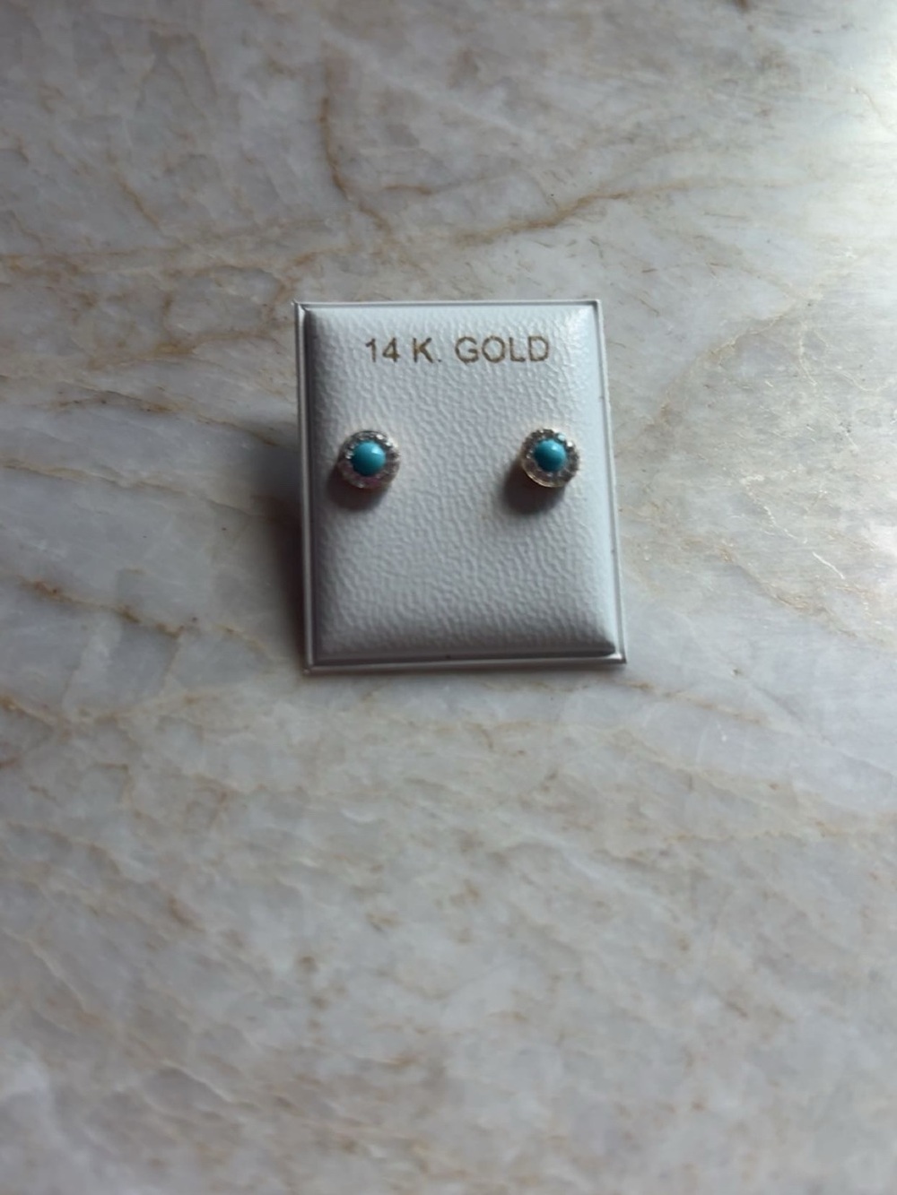 14K Gold Turquoise Stud Earrings